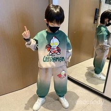 奧特曼男童秋裝套裝 衣服春秋新款兒童寶寶洋氣套頭衛衣兩件套