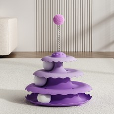 ZLYE 三層貓轉盤玩具, 紫色, 1套