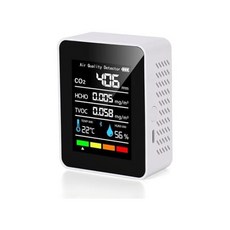공기질 모니터 5 in 1 휴대용 품질 테스트기 CO2 검출기 공기질 모니터 실내 CO2 | TVOC | HCHO | 가정용 자동차 공장용 온도 후미호텔 사무실