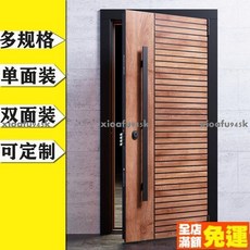 熱銷復古把手 門拉手 不銹鋼大門拉手戶外別墅單面嵌對明裝雙開玻璃門方形金屬把手黑色, 1個, 單面裝方形拉手60cm,不銹鋼烤漆黑色