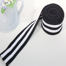 [다원몰] 검백검백검 배색 스트라이프 러셀테이프 30mm x 5마 (4.5m) 레이스 리본, 1개