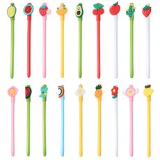 O-ON 水果早午餐手帳裝飾中性筆18件組 0.5mm, 黑色, 1套