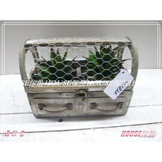 House傢飾 zakka南法田園鄉村風格舊Loft工業風 半罩式鐵網抽屜造型2格花器花盆花架【限量款