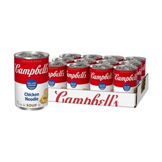 캠벨 스프 Campbell 콘덴스 25% 나트륨 감소 치킨 누들 캔 스프, 305g, 12개