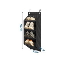 門後收納神器 鞋架 窄型4層掛鞋架, 1個, 黑色 窄款 4層 牛津布