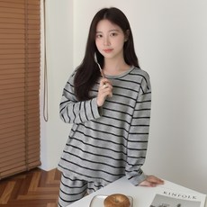 보통의날들 여성 피치기모 스트라이프 잠옷세트 겨울 홈웨어 실내복