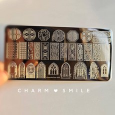 네일 템플릿 만화 캐릭터 스탬핑 플레이트 프렌치 라인 기하학 꽃 잎 동물 이미지 스테인레스 스틸 아트 스텐실, 옵션51) CJT-099, 1개