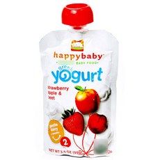 Happy Baby 어린이 식품 그릭 요거트 99g, 딸기, 사과 & 사탕무우, 1개