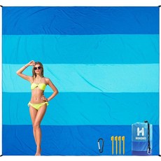 HIHOHO 해변 담요 방수 모래 방지 매트 1-8세 성인용 빠른 건조 내구성 있는 야외 피크닉 매트 축제 여행 캠핑 하이킹용 기울기-BL & W 200.9cm x 2, 9' x 10' (8 Person), Bl-mix5