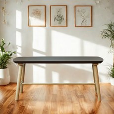 [리비니아] 캔버 고무나무 원목 2인 벤치/식탁의자/벤치의자, 내츄럴블랙