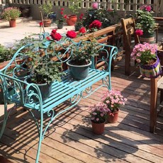 야외 의자 옥상 휴대용 라탄 테라스 플라스틱 철제벤치, D. 하늘색 더블 의자