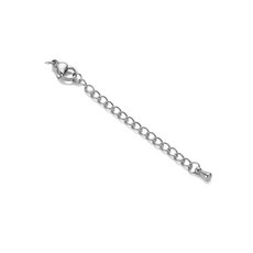 不鏽鋼尾鏈龍蝦扣套裝 (10套/包) DIY項鍊手鍊飾品配件 伸縮調節鍊 調節扣 手作材料, 實心水滴鋼色, 1個