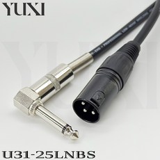 彩色線 彎頭 金屬頭 XLR公 對 6.3 TS L型 麥克風線 訊號線 XLR轉6.5mm 平衡線, 1個, 紅色線材,50公分 含雙頭