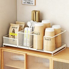 HeyHome 탕비실 정리함 종이컵 홀더 티백 커피 스틱 수납합 거치대 36*20*10.5cm, 1개, 화이트