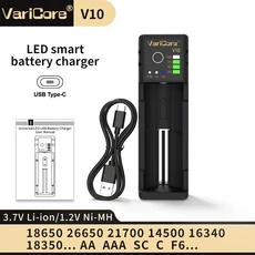 VaraCore V10 3.7V 리튬 이온 1.2V NIMH AA 배터리 5V 1A USB Type-C LED 스마트 충전기(오버슈트 보호 기, 03 V10