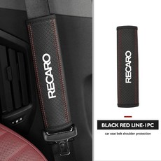 레카로용 가죽 카시트 벨트 보호 패드 어깨끈 커버, 1개, 1. blackred-1PCS