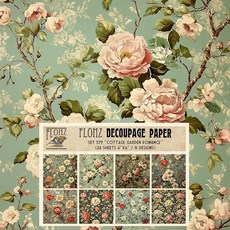 디커플리지 페이퍼 팩(24장 6 x6 ) 코티지 가든 로맨스 모든 공예 프로젝트에 빈티지한 매력을 더하는 풍성한 색상의 소박한 꽃무늬 및 스크랩북용 빈티지 스타일