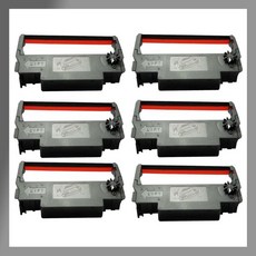 ERC-30/34 / 38 검은색 및 빨간색 잉크 리본 카트리지 롤러 교체 영수증 주방 프린터 호환 가능 에pson TM-200 TMU-220 TMU-230 Bixolon SN, 6 Pack