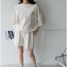 運動休閒套裝 韓版寬鬆短袖T恤兩件套