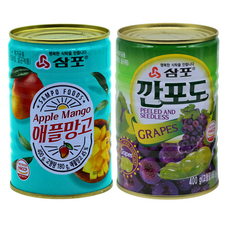 삼포 깐포도캔 + 애플망고캔 혼합세트 각1개, 2개, 400g