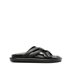 몽클레르 벨 크로스오버 스트랩 가죽 슬라이더 샌들
