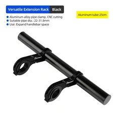 10/20/25/30cm 자전거 핸들 바 확장 브래킷 헤드라이트 마운트 컴퓨터 홀더 램프 랙 섬유, 05 Black 25CM