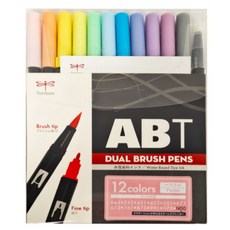 TOMBOW 蜻蜓 ABT 雙頭水性彩繪筆 12色粉彩色套裝，手帳繪畫設計推薦, 1個