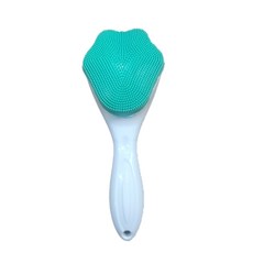 嗨購優選 矽膠洗臉刷手動貓爪清潔長柄面部軟毛深刷, 1個, 綠色