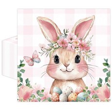 부활절 종이 냅킨 33 x 33cm(13 13인치) 일회용 오찬 디너 파티 핑크 버니 꽃 테마 봄 휴일 장식용 (부활절) 50개 149526, 부활절 종이 냅킨 33 x 33cm(13 13인치),