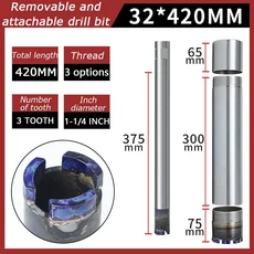 코어 철근 콘크리트 분할 드릴 비트용 확장 비트 총 길이 펀칭 구멍, 26 32MM, 01 420mm, 02 M22 Thread, 1개