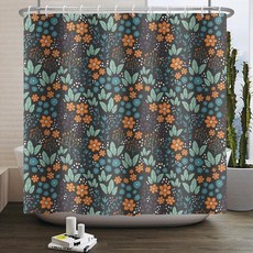 Xiazhilaio 71\"x74\" Art Nouveau Floral Shower Curtain with Hooks – Vintage Botanical Print Waterpro