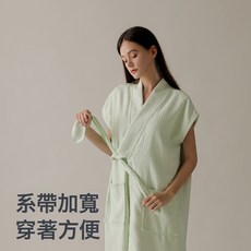 華夫格斜襟浴袍情侶款輕薄透氣吸水速幹加厚睡袍華夫格浴袍