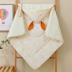 蛇寶寶春秋款純棉縐布長耳嬰兒抱被加厚豆豆絨安撫包被產房新生兒, 星空點點