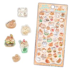 3D 만화 푹신한 스티커 귀여운 동물 햄스터 테마 카와이 미니 오렌지 장식 데칼 작은 레진 휴대폰 케이스 노트북 스크랩북, Bke15