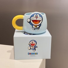 아소공방 도라에몽 캐릭터 도자기 머그컵, 코튼블루, 3세트