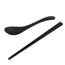 조은친구 멜라민 우동 수저 세트 일식집 라멘수저, 블랙, 1개, 우동스푼 1개+ 젓가락 1조