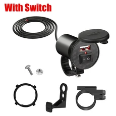 KEBIDUMEI 오토바이 휴대폰 충전기 방수 모토 핸들바 소켓 라이트 USB 전원 어댑터 액세서리, 02 with Switch