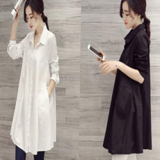 여자 A라인 롱 남방 원피스 셔츠 체형커버 임부복_WBAB725