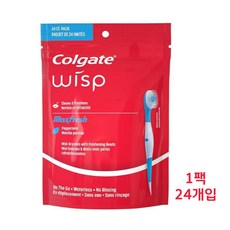 콜게이트 위스프 일회용칫솔 24개입 4팩 2팩 1팩 여행용칫솔 휴대용미니칫솔, 콜게이트 맥스 프레시 위스프 일회용 미니 칫솔 24개