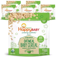 해피베이비 클리얼리 크래프트 시리얼 어린이 분말 식품 198g, 6개, 오트밀(Oatmeal)