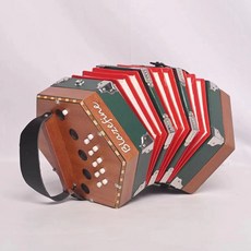 可開發票 Blazefine六角手風琴盎格魯英式六角琴推拉衕/異音 附敎材説明書 手風琴 鍵盤式手風琴 手風琴樂器, 【推拉異音】原木綠風箱 20鍵, 1個