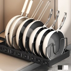 STPT 슬라이딩 폭조절 후라이팬 냄비 정리대 칸막이 조절 가능, 블랙, 1세트, 7단