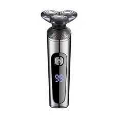 新款電動剃鬚刀智能大功率液晶顯示刮鬍刀充電式鬍鬚刀批發代發, 標配+鼻毛, 電鍍槍色