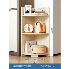 코너 수납장 모서리 장식장 진열장 수납 구석 틈새 홈바, 조립형, 헤어라인 오크 3칸 30cm