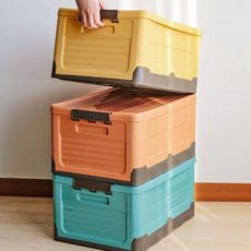 옷 정리함 다용도 플라스틱 대용량 접이식 수납함 리빙 사무실 바구니 화장품 장난감 주방 캠핑 신발, (옐로우)