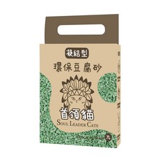 首領貓 SOUL LEADER CATS 環保豆腐砂 寵物貓咪用品 食品級原料 可沖馬桶 除臭力強 快速凝結 7L 綠茶, 1包