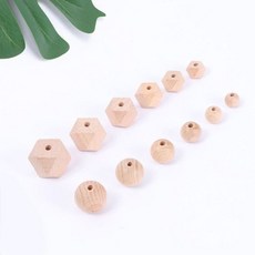 밤나무 원형 / 다각 우드 비즈 마크라메 재료, 다각 10mm