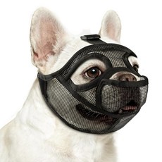 주둥이 입을 벌리고 눈구멍을 넓히는 부드러운 메쉬 짧은 팬팅 음용 및 먹이 제공 시츄 퍼그 잉글리시 (M 블랙)의 물림 방지, M, Bla