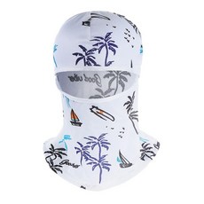 夏季涼感頭套 男士專用 騎行釣魚防曬面罩護頸頭巾, 冰涼一條白色沙灘, 1個