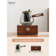 다도용 전기 인덕션 하이라이트 1구 티메이커 찻주전자 유리 스토브 세라믹, 501mL~600mL, A. 1000W 호두 사각 + 무풍 냄비